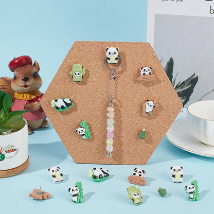 DELORIGIN 42Pcs Panda Push Pins Decorative Resin Panda Thumbtacks 7 Styles Fun Cartoon Animal Thumb Tacks Cute Push Pins for Photo Wall Map Cork Board Bulletin Board Home Office Decorations