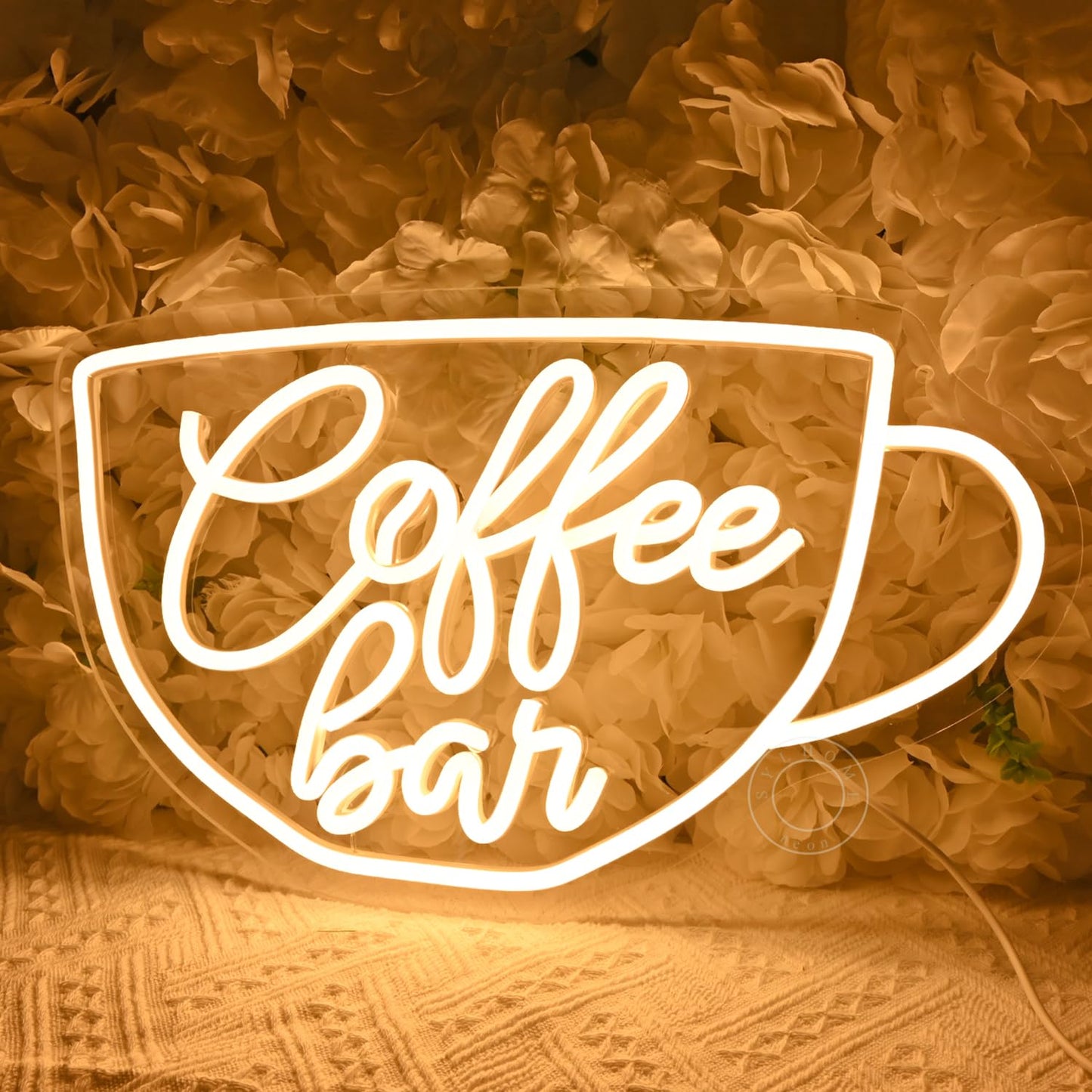 SYLHOME Coffee Bar Led Neon Light Sign Coffee Shop Business Home Bedroom Kitchen Restaurant Birthday Christmas Party Light Up Sign 15.75" X 9.4" USB Warm White