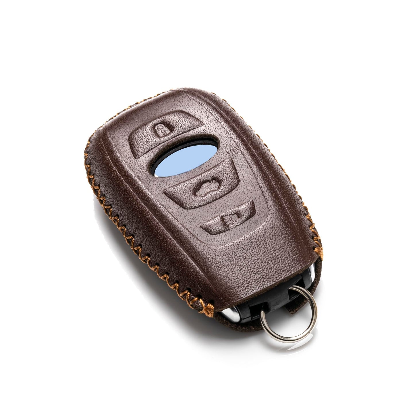 Vitodeco Leather Smart Key Fob Case Cover Compatible with Subaru Forester, Impreza, Outback, WRX, BRZ, XV Crosstrek, Ascent, Solterra (2014 - 2026 Models) - 4 Buttons, Brown