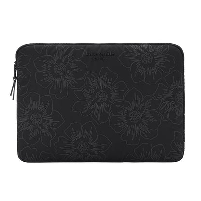 kate spade new york Puffer Laptop Sleeve 16 Inch - Reverse Hollyhock Black - Compatible with All MacBook M Series Devices