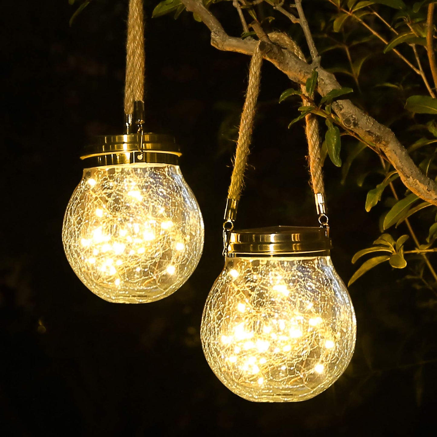 ROSHWEY Solar Lantern, 2 Pack Outdoor Lanterns with 30 LED Waterproof Garden Decor Patio Solar Lights Outdoor Decorative Backyard Outdoor Hanging, Warm Light