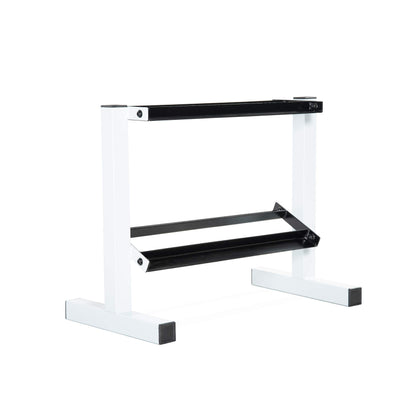 CAP White 24-Inch Dumbbell Storage Rack for Home Gym, 2-Tier Heavy-Duty Steel Weight Rack for Hex Dumbbells, Holds 5lb - 25lb Pairs