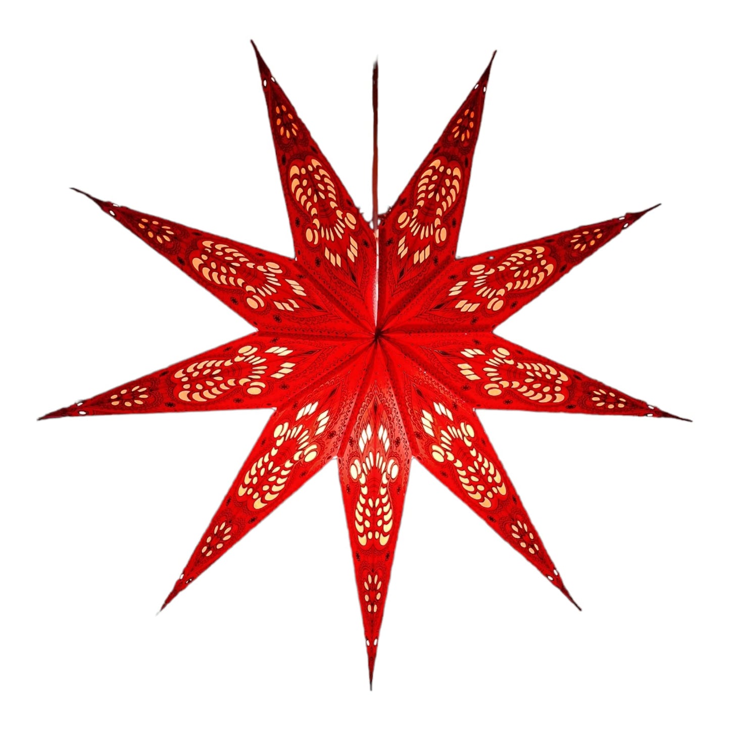 YEPSIO Lantern Lampshade 9 Pointed Paper Star Light Shades Large 60cm Star Hanging Decorations for Christmas Wedding Home Decoration Birthday Party (Red, Black)