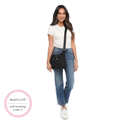 Baggallini Cross Over Crossbody Women 11x8.5 Medium Travel Bag Lightweight Water-Resistant Nylon Organized Handbag Purse