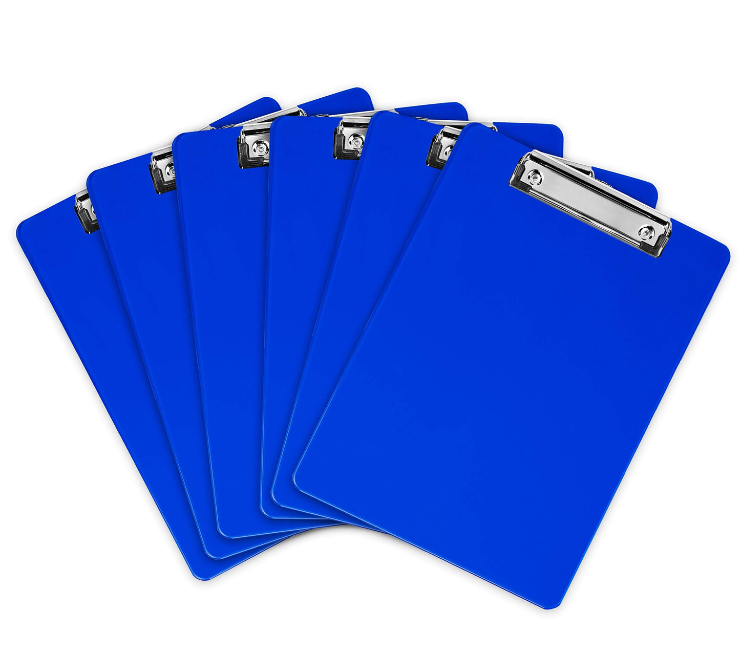 Blue Plastic Clipboard with Low Profile Clip (Pack of 6) - Letter Size Clip Board Blue with Flat Clip, A4 Size Acrylic Clipboard for Boys and Girls | Cute Aesthetic College & Back to School Supplies