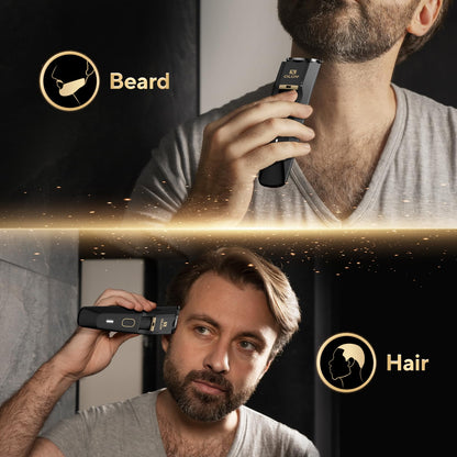Men's Beard Trimmer - All-in-One Trimmer with Precision Dial - Premium Facial Hair Groomer - Adjustable 20 Length Setting, USB Recharge Dock, Cordless Waterproof Wet/Dry Clipper