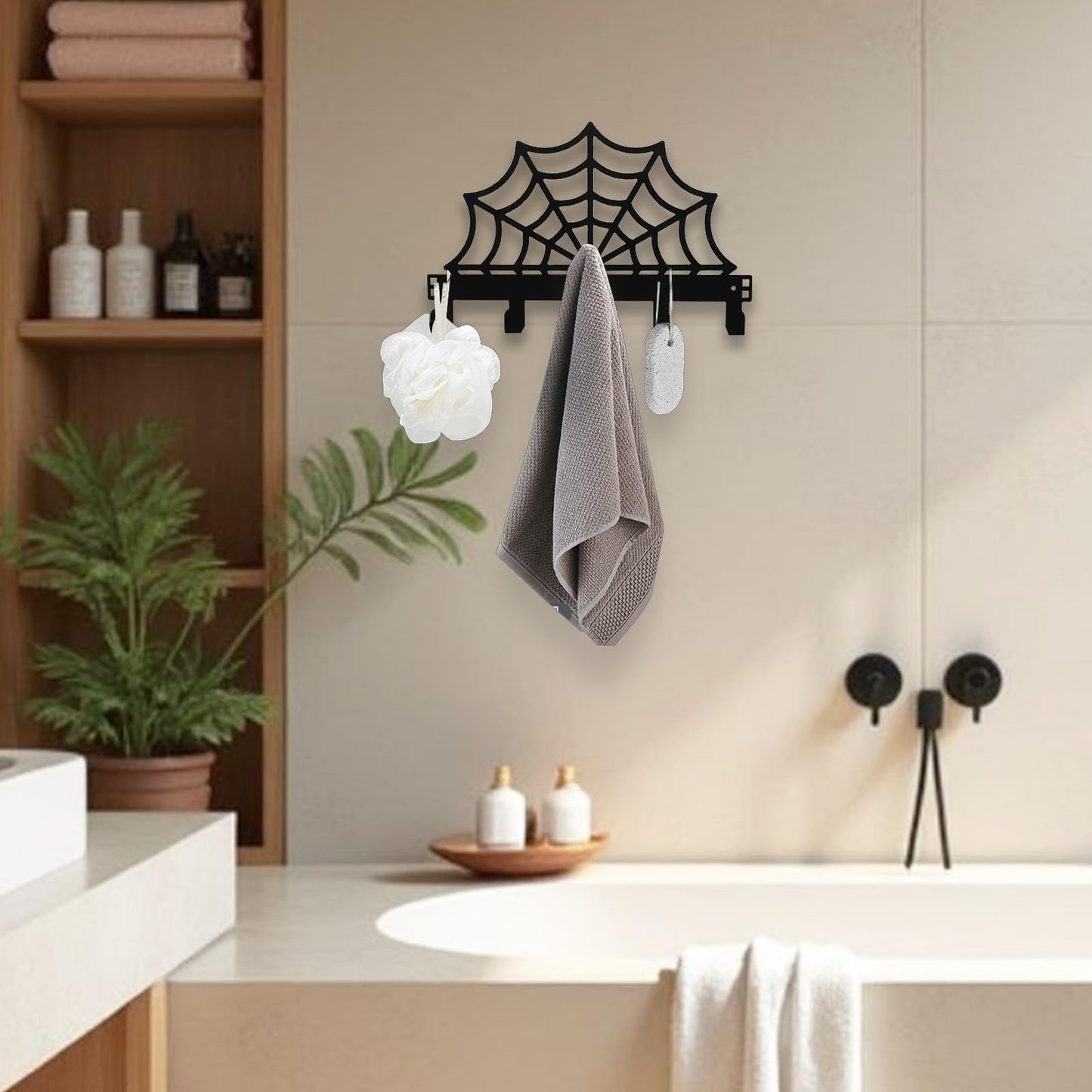 PLALUCY Spider Web Door Hook - Gothic Home Decoration Door Towel Rack - Christmas Wall Decor Towel Hooks for Bathroom Door Mount Wall Mount Coat Hooks Gothic (Spider Web)