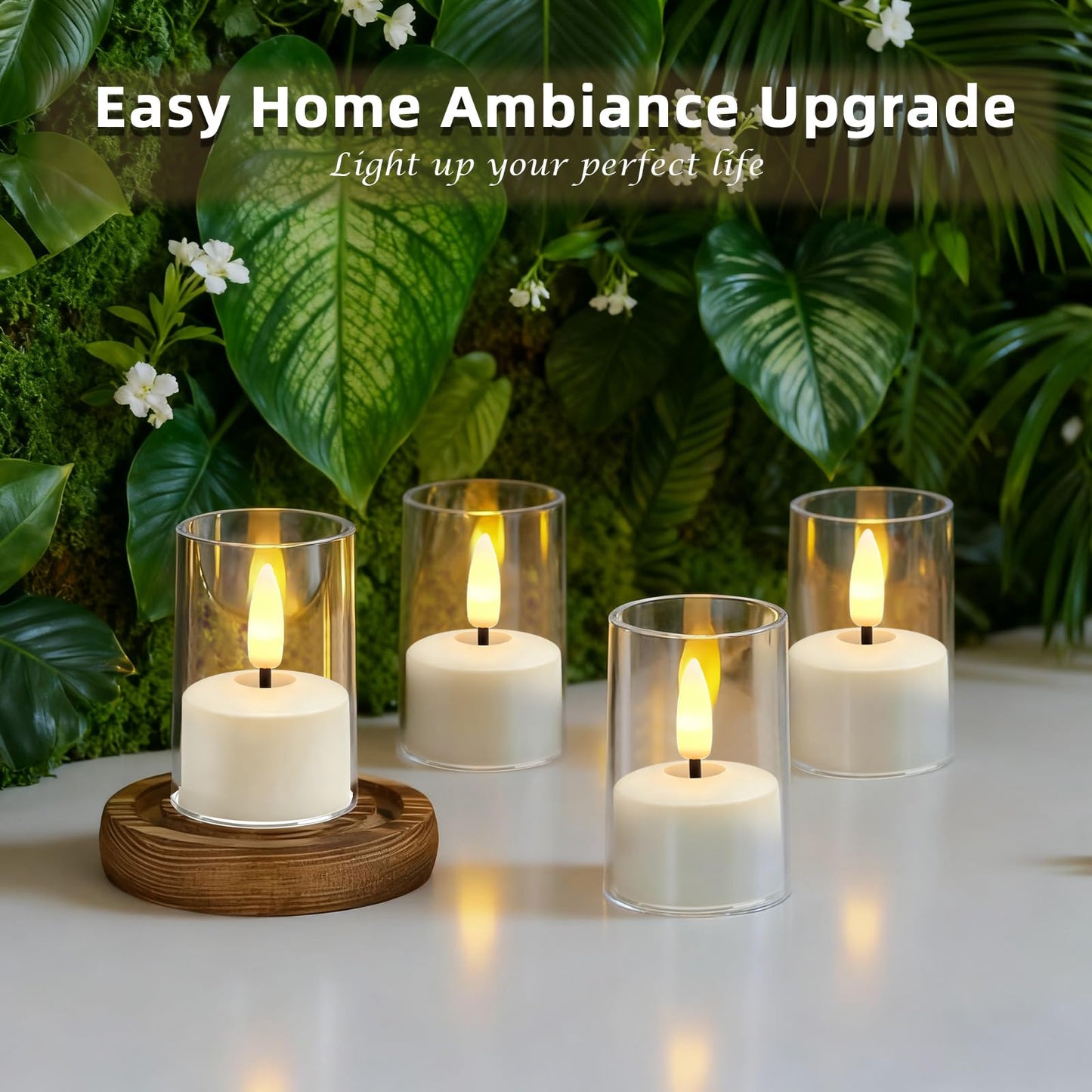 Utwickeln Rechargeable Flameless Tea Light Candles, LED Tea Lights with Remote & 2-8H Timer, 6-Pack, USB-C, Acrylic, White, for Home, Wedding, Dinner Party, Sports Bar Night, Living Room & Hotel