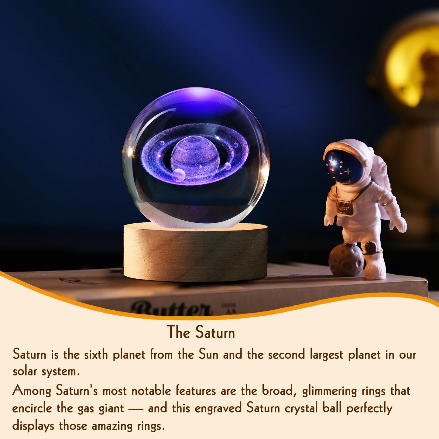 IFOLAINA Saturn Gifts for Boyfriends Husbands 3D Saturn Crystal Ball Lamp Planet Model Decor Space Universe Gifts for Astronomy Lovers
