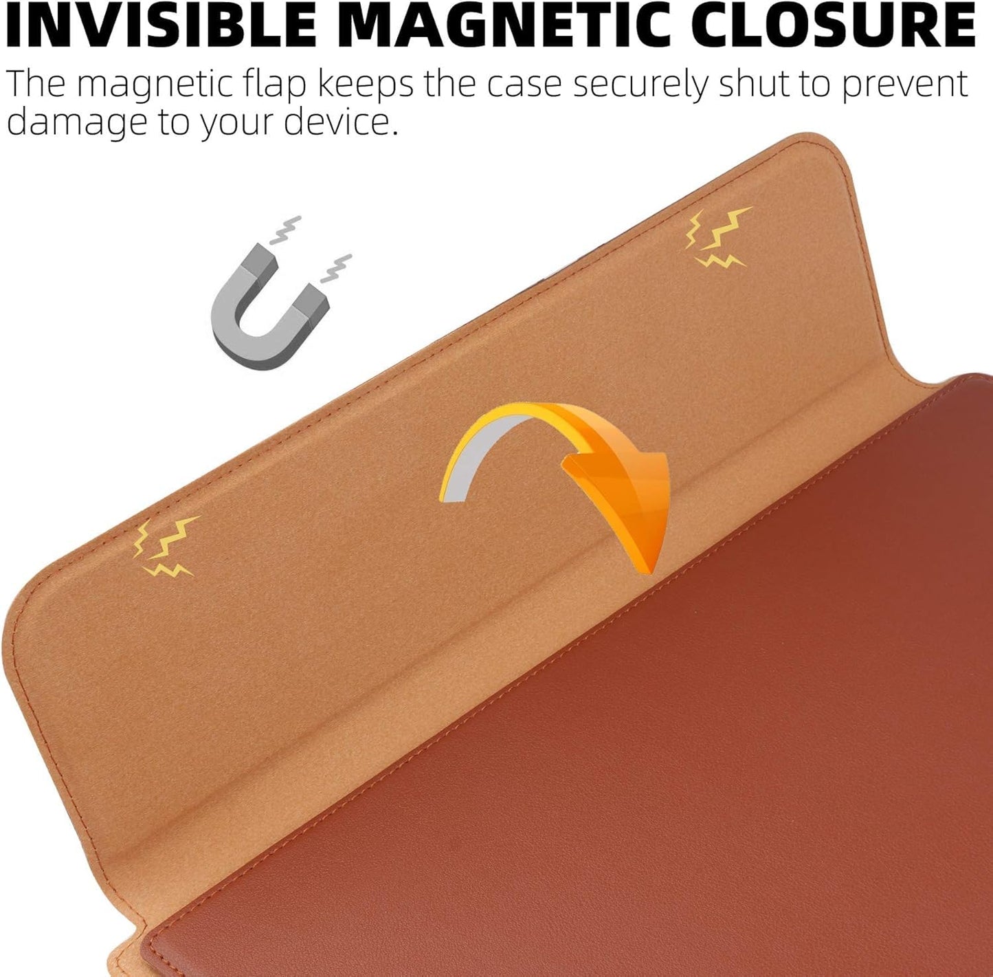 Brown Premium Laptop Sleeve 14-15.6 Inch ONLY MacBook Pro Air 15 Dell XPS HP Envy Lenovo ThinkPad Surface Waterproof PU Leather Stand Mouse Pad Business, Not for 11-13”