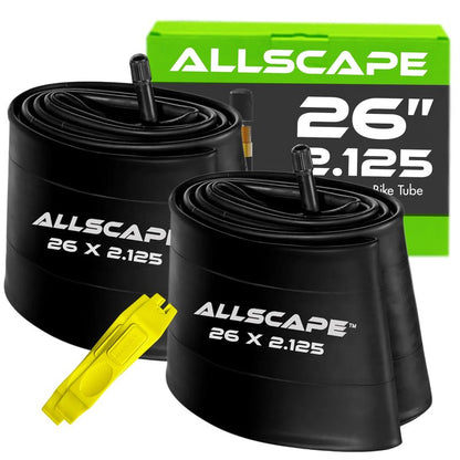 HEB 26" Bike Inner Tubes 26 x 1.75, 1.95, 2.10, 2.125 – Butyl Rubber Bicycle Tubes with Schrader Valve – Compatible with Cruiser, Mountain, City & Kids Bikes – Set of 2