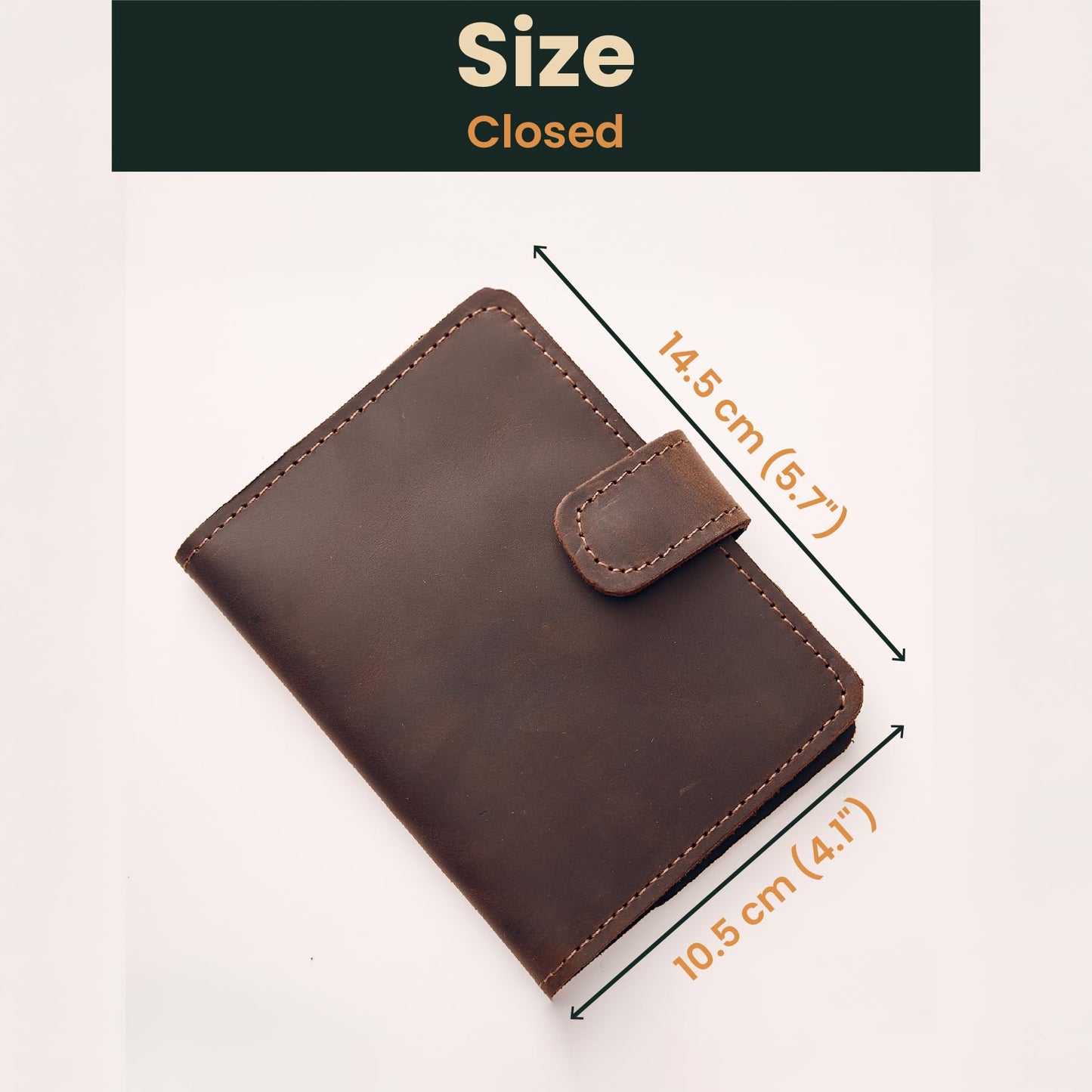 Full Grain Leather Passport Holder for Travel – Handmade Slim Wallet with Card Slots & Magnetic Closure – Compact Leather Case for Passport, Boarding Pass & Cards – Premium Gift (Non-Custom)