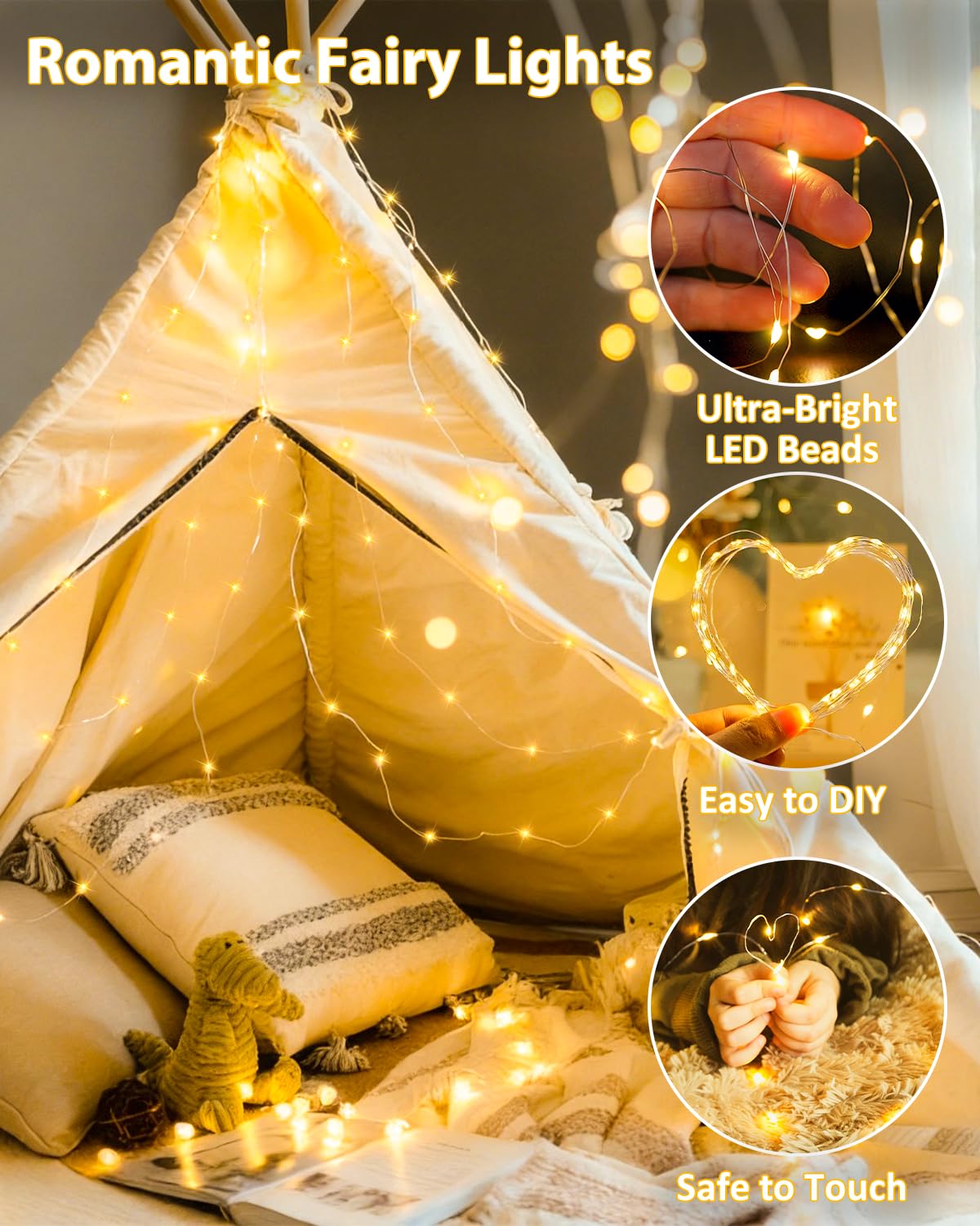 2 Pack 200 LED Fairy Lights Battery Operated with Remote, 8 Modes String Lights Indoor Outdoor, Cuttable Battery Light for Home Bedroom Wedding DIY Centerpiece Christmas Decorations (Warm White)