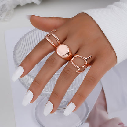 FAXHION 12PCS Gold Stackable Rings Set for Women, 18K Gold Plated Open Stacking Knuckle Ring, Adjustable Chunky Signet Band Statement Ring for Gift