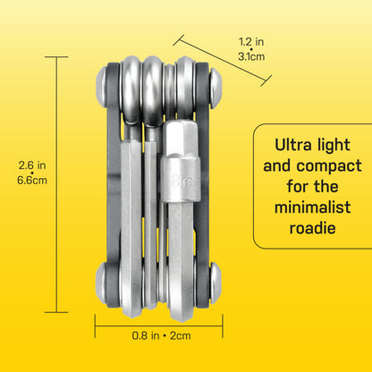 Topeak The Mini 9-Function Bicycle Tool - TT2409 , Black/Silver, L x W x H ﻿﻿﻿﻿6.6 x 3.1 x 2cm / 2.6” x 1.2” x 0.8”