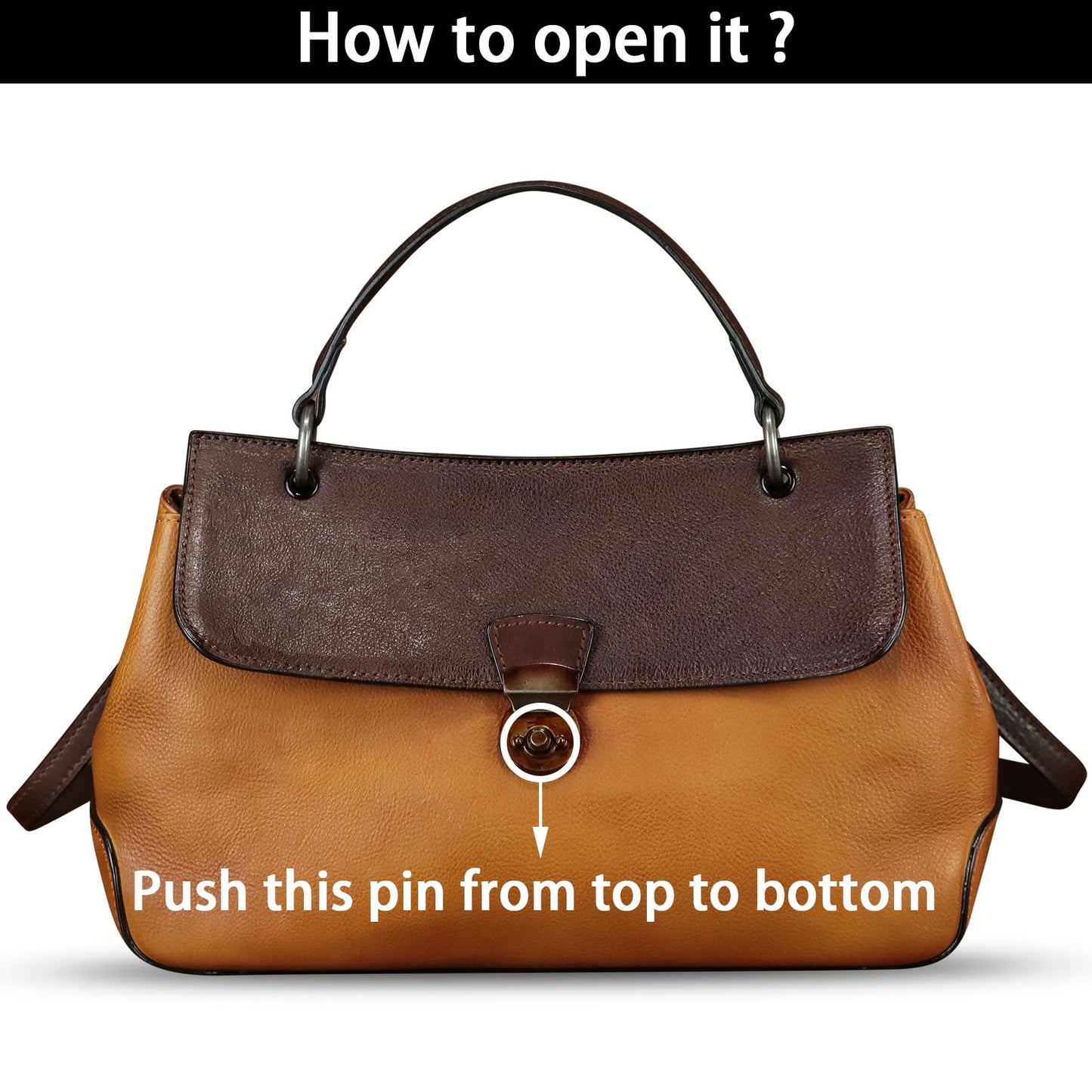 Genuine Leather Satchel for Women Vintage Leather Handbag Top Handle Bags Handmade Retro Purse Crossbody Bag (Brown+Coffee Flap)