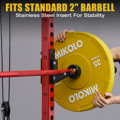 Mikolo Olympic Bumper Plates & Barbell Plates 2-Inch Weight Plate Set - Steel Insert, Low-Bounce & Quiet for Home Gym Strength Training (35+45LB Set)