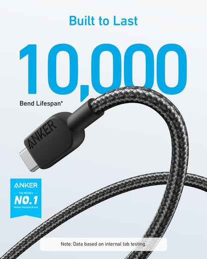 Anker USB A to USB C Cable, Charger Cord (2 Pack, 3FT), for iPhone 17 Series,Samsung Galaxy Note 10/S10+ S10, LG V30 (Black)