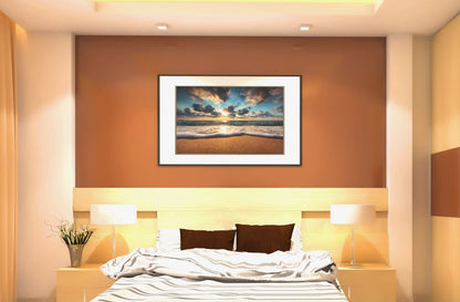 Beach Art Wall Decor Coral Beach Sand Sea Palapa Tropical Palm Tree Photo Sunset Landscape Pictures Ocean Scenic Scenery Nature Photography Paradise Cool Wall Art Print Poster 36x24