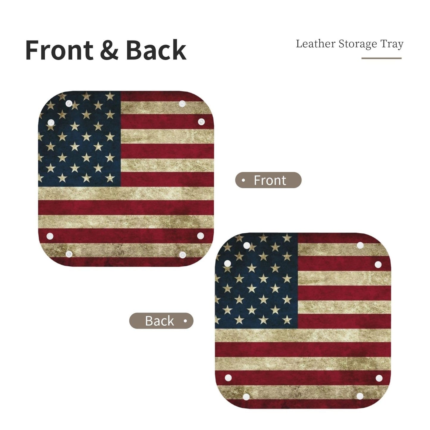 SGFJEWTQ Valet Tray Leather American Flag Patriotic USA Pattern Portable Catchall Tray Desktop Storage Organizer Bedside for Men Women Jewelry Keys Coin Candy Sundries Medium