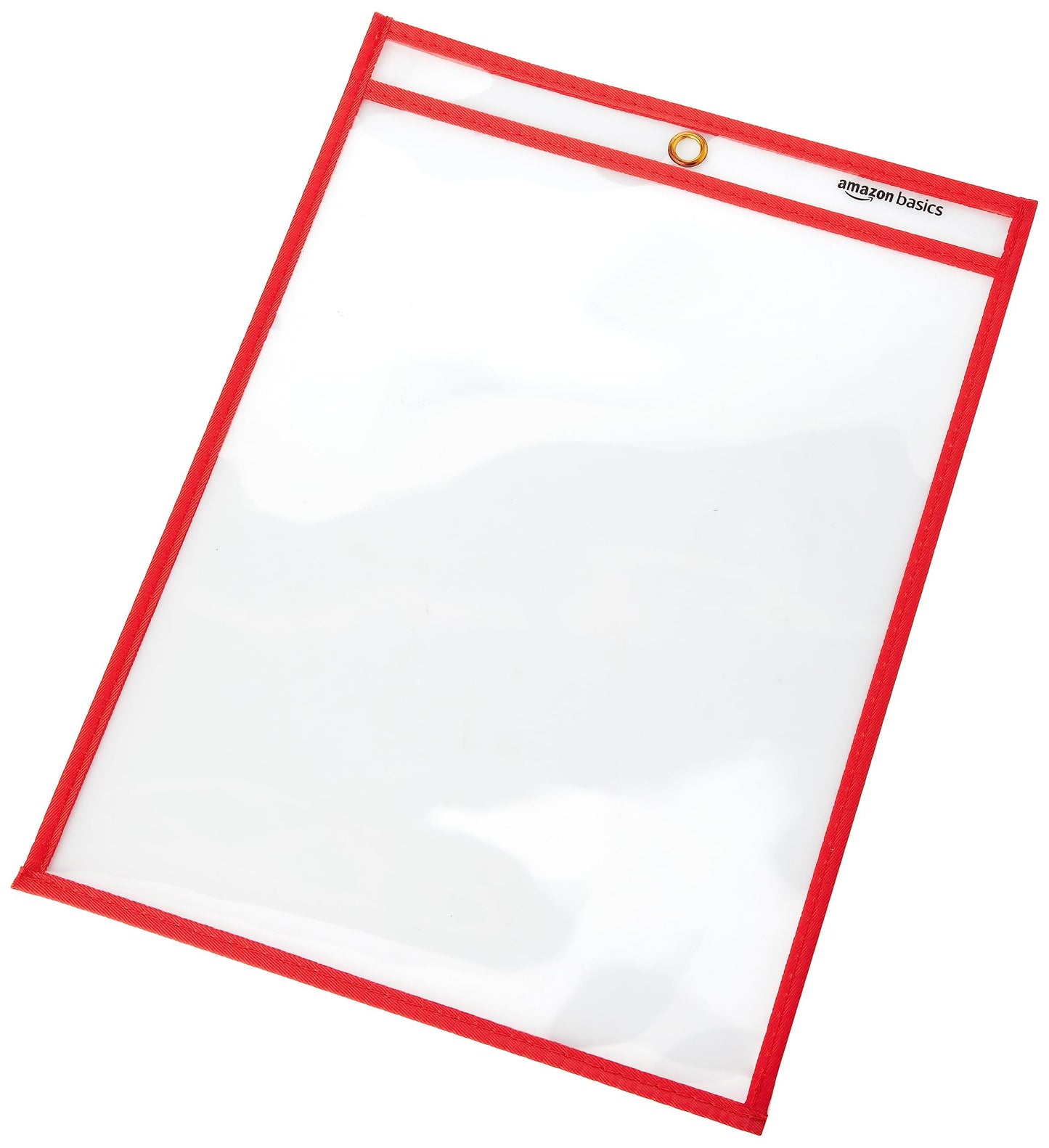 Amazon Basics Heavy Duty Dry Erase Job Ticket Holders, Document Protectors with Clear Plastic Film and Multicolored Fabric Edge, 8.5" x 11", Pack of 25