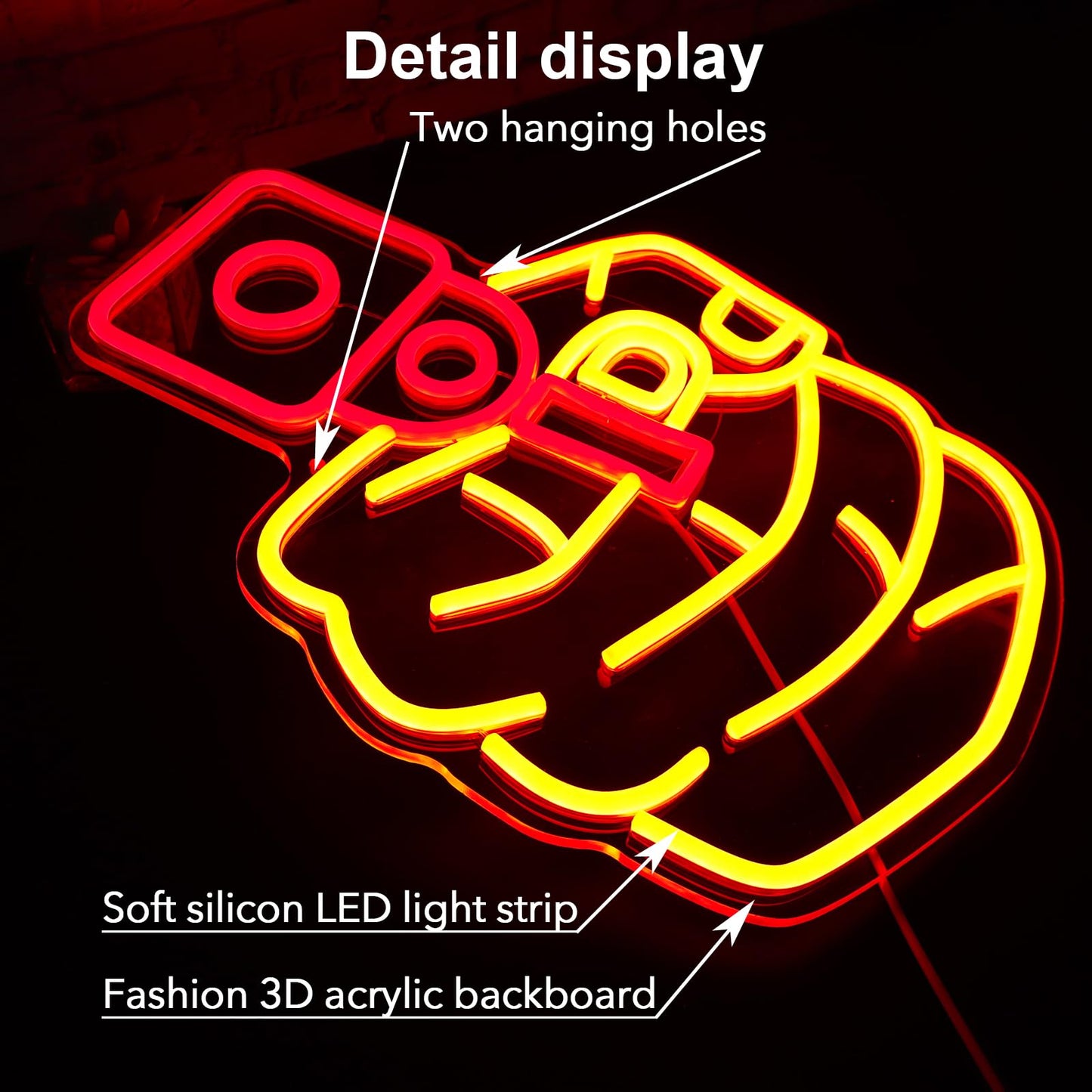 Gun Neon Light Led Yellow Red Pistol Neon Sign Cool Hanging Neon Signs For Man Cave Bedroom Dorm Office Bar Party Decor Gifts For Boys&Man