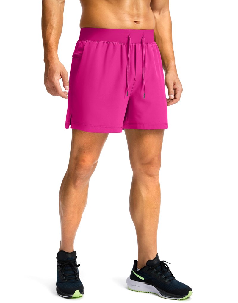 Soothfeel Men's Running Shorts with Zipper Pockets 9"/ 7"/ 5" Lightweight Quick Dry Basketball Gym Workout Athletic Shorts for Men (Hot Pink, XL)