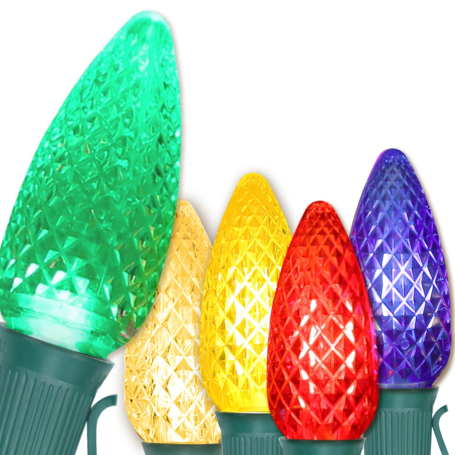 EMYMLITE 50 Pack Multicolor C9 LED Christmas Light Bulbs, Waterproof E17 Base Bulbs, Commercial Grade C9 LED Outdoor Christmas Bulb for Roof House String Lights.