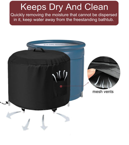 GS Alderaul Portable Ice Bath Tub Cover - Dustproof, Waterproof with Windproof Hem - Outdoor Ice Bath Barrel Cover for Cold Plunge Tub