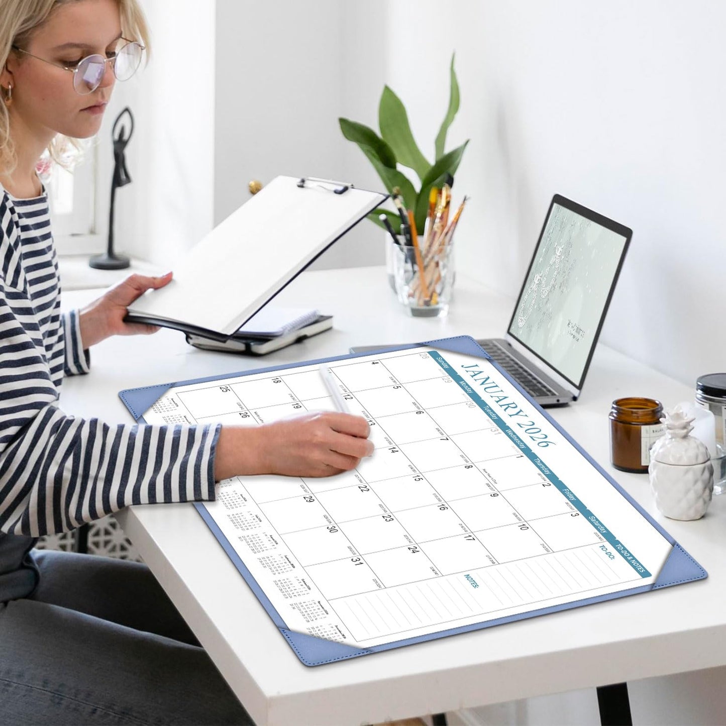 KOPEESY Desk Calendar 2026-2027, New Year Large Desk Calendar with Desktop Mat, 18 Months from January 2026 to June 2027, 22” x 17” Desktop Monthly Planner for Home or Office School