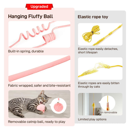 Potaroma Hanging Fluffy Cat Catnip Ball Toys 3 Pcs with Bell, Interactive Cat Teaser Retractable Toys Indoor Kitten Play Chase Exercise Physical Stimulation