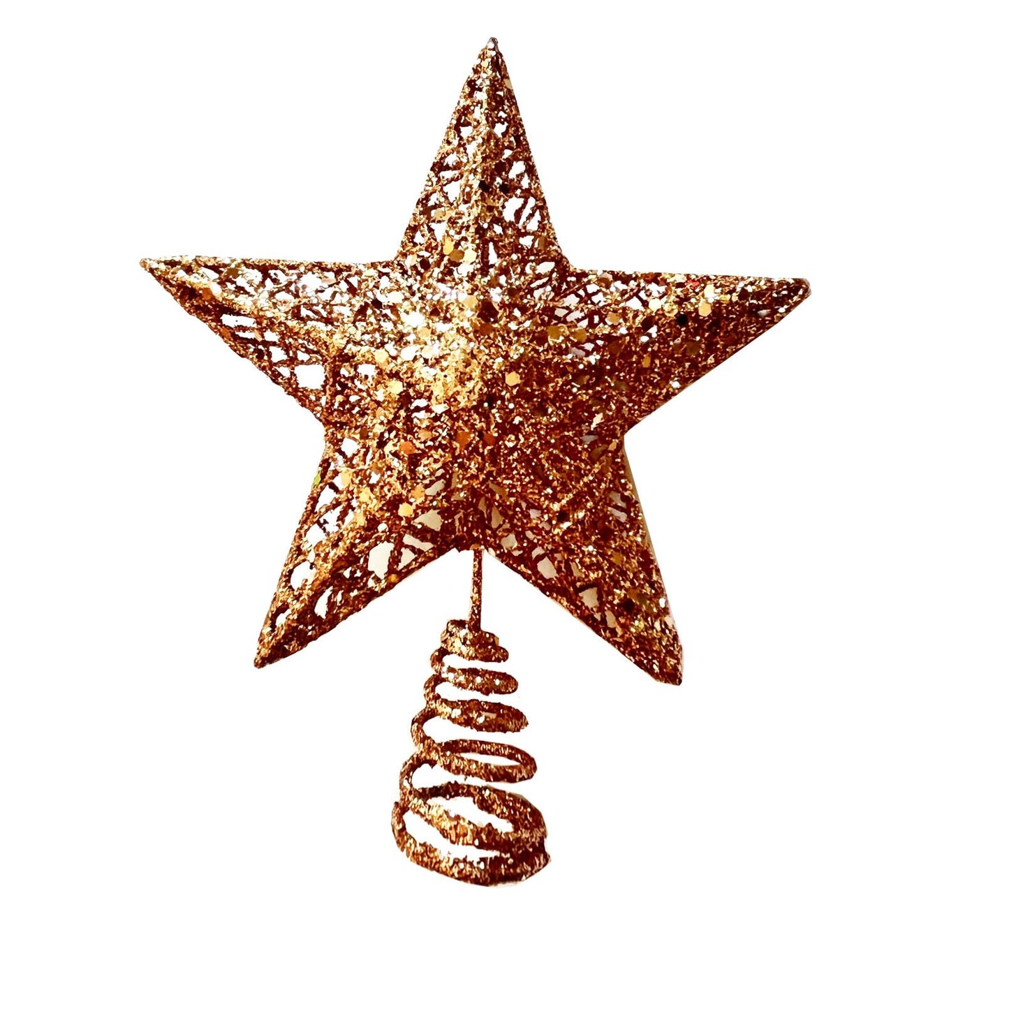 Metal Glittered Christmas Tree Topper Star Treetop Decoration for Christmas Home Decor(Rose Gold)