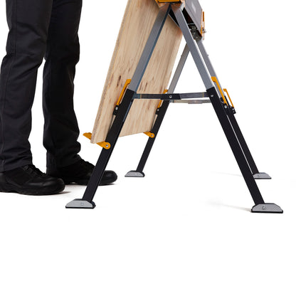 ToughBuilt - Folding Sawhorse/Jobsite Table - Sturdy, Durable, Lightweight, Heavy-Duty, 100% High Grade Steel, 1300lb Capacity, Pivoting Feet, Adjustable Height Legs - (TB-C650) - 2 Pack