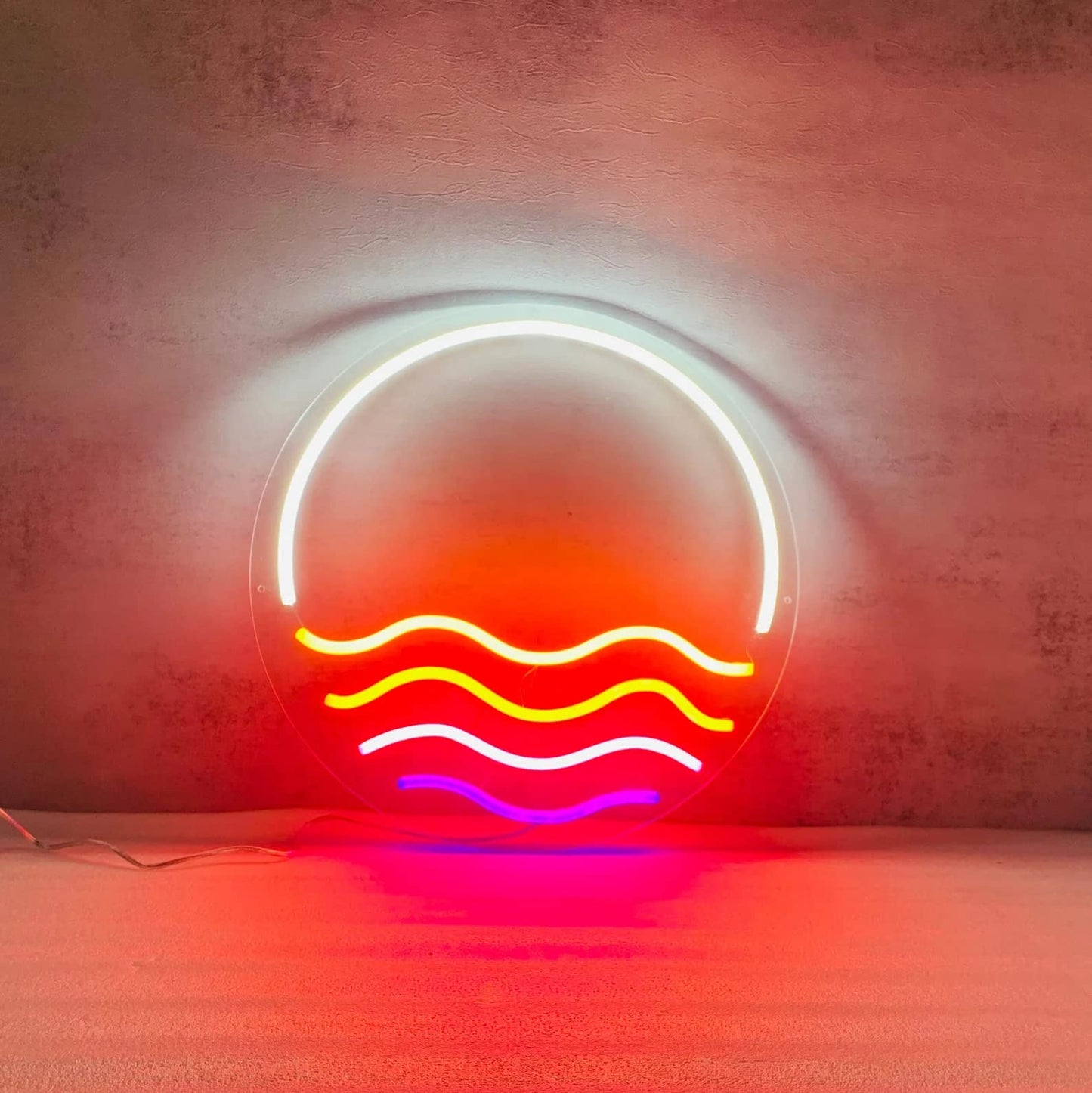 Sunset&Sea LED Neon Signs Sunrise Neon Lights For Bedroom Decoration Cool Wall Decor For Living Room Boy's Girls Room USB Powered(12 * 12")