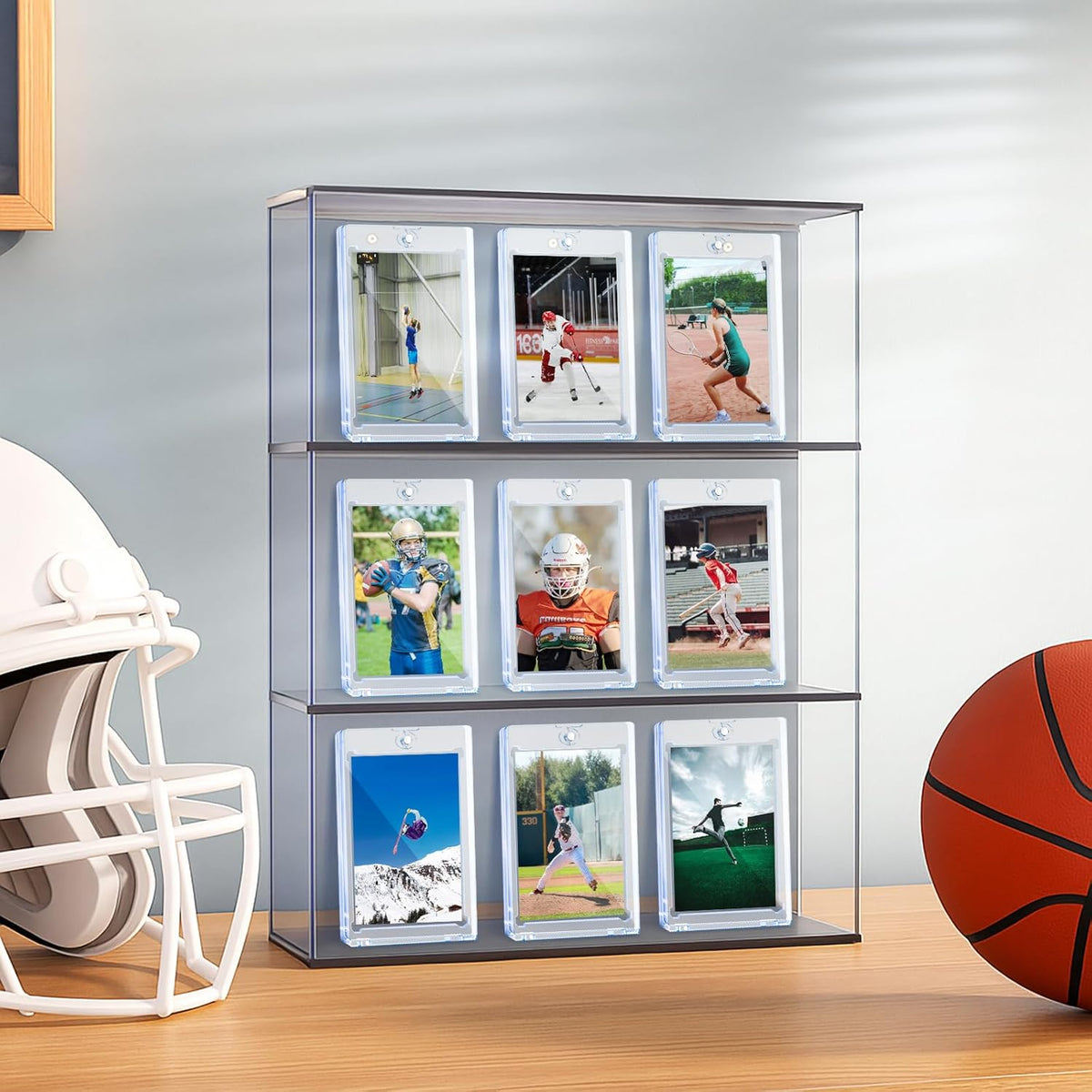 300ct Magnetic Card Holder for Trading Cards, 35 PT One Touch Card Sleeves, Hard Plastic Card Protectors Top Loaders Display Case for Baseball, Football, Sports, Game, TCG, MTG, YUGIOH