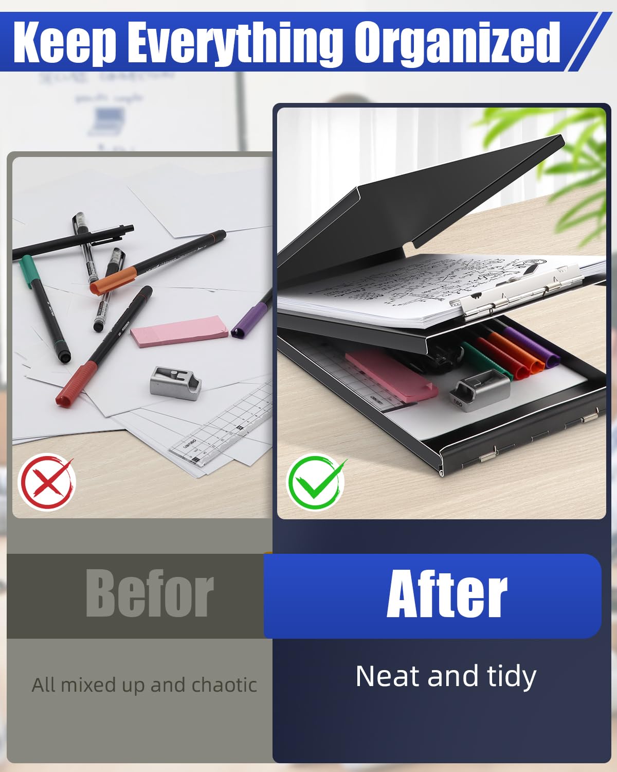 A5 Metal Clipboard with Storage - Memo Size Heavy Duty Recycled Aluminum Clipboard, Binder Form with Privacy Cover, 6x9 Inch Paper Holder for Police, Nurses, Students, and Office Use - Frosted Black