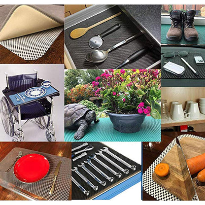Shelf Liner Drawer Liner Non-Slip Mat Shelves Liners 12" X6.5’ Grid Pattern PVC Non-Adhesive Grip Liner Anti-Slip Mat for Kitchen Cabinets Wire Shelving Pantry Dresser Refrigerator (Blue)