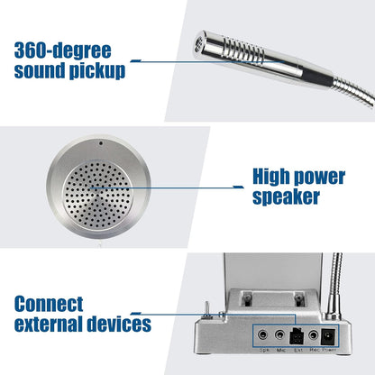 Retekess TW102 Window Microphone Speakers, Window Intercom System, 8M Cable with Loud Outer Speaker, Intercom System for Business, Bank, School, Hospital