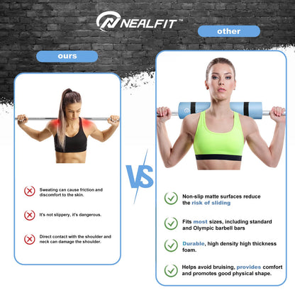 NEALFIT Barbell Pad Squat Pad for Squats—Squat Bar Pad—Great for Weightlifting,Lunges and Hip Thrusts—Foam Sponge Pad—Fit Standard and Olympic Bars Perfectly (Light Blue)
