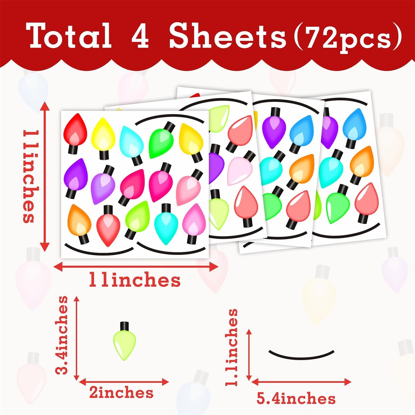 Christmas Light Window Decals Clings Double Sided Colorful Lights Wall Stickers Merry Christmas Window Wall Stickers Holiday Xmas Bright Windows Decals Holiday Light Bulb Windows Decorations