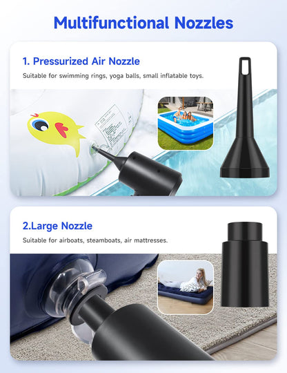 Compressed Air Duster,Fulljion 3-Gear to 51000RPM Electric Air Duster Portable Air Blower with LED Light, 6000mAhRechargeable Cordless Air Duster for Computer Keyboard Fast Charge(Black)