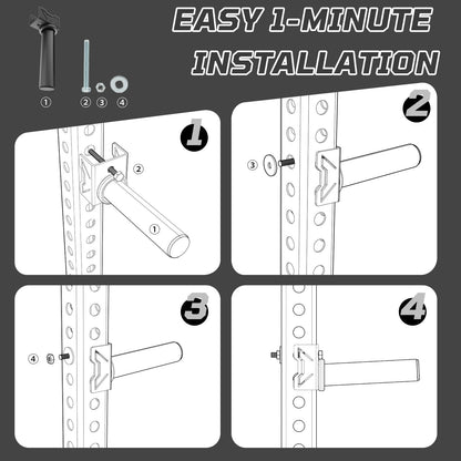 Weight Plate Holder for Power Rack – Choose 2×2 or 3×3 Uprights – Fits 5/8" to 1" Hole Diameter, Heavy-Duty Steel Plate Storage Pegs, Bolt-On Design, Pair（2x2）