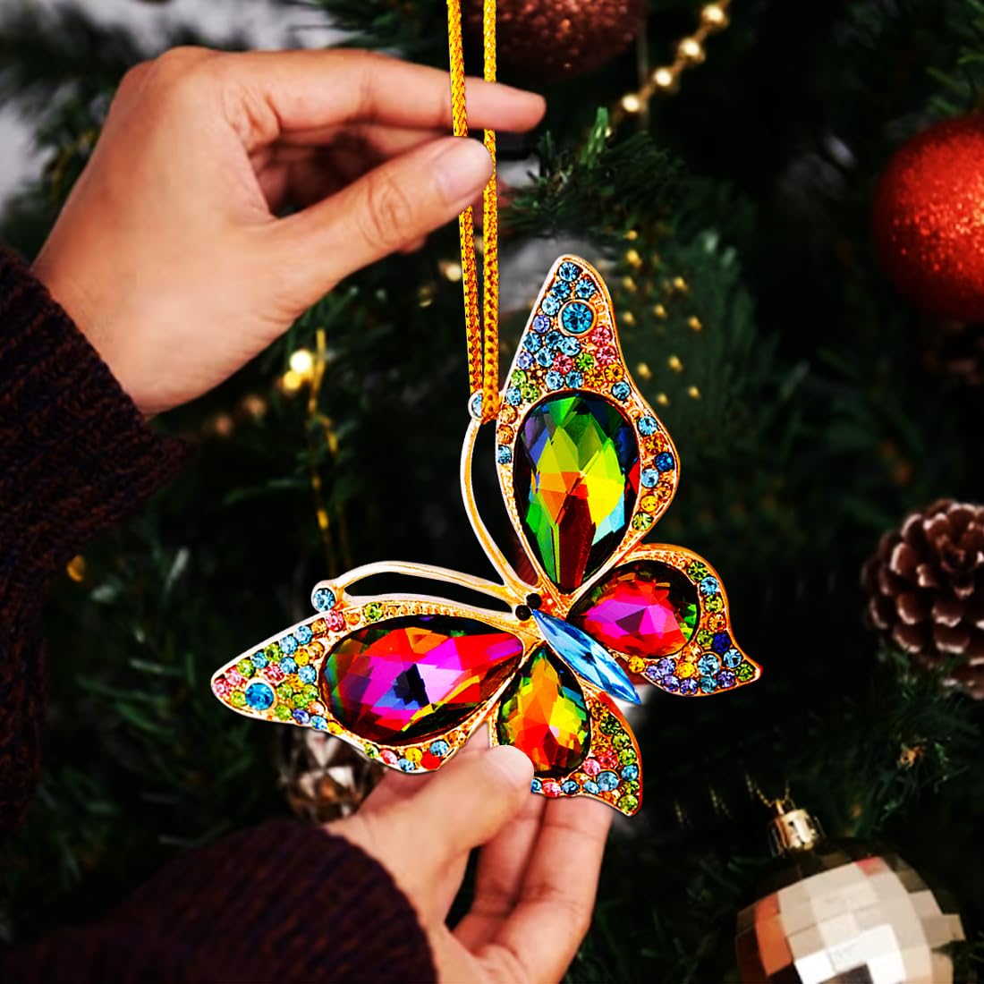 JUNQIU Butterfly Christmas Ornaments 2026, Beautiful Monarch Butterflys Ornament for Tree, Fancy Cute Christmas Ornaments for Kids Girls - Butterfly Gifts for Women