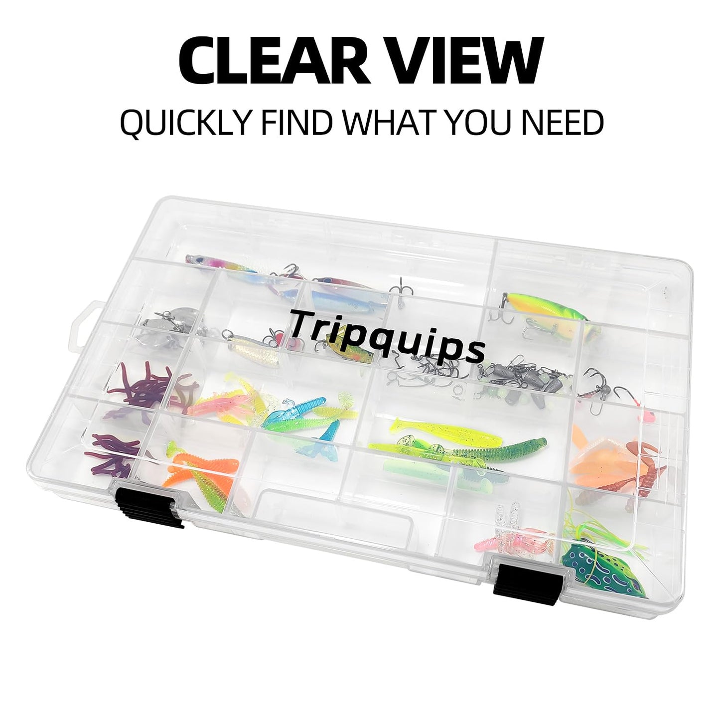 Tripquips 3600 Tackle Trays, Plastic Storage Organizer Box with Removable Dividers - Tackle Boxes - Fishing Tackle Storage - 3700 Tackle Trays - 2 Packs/4 Packs Box Organizer-3600 4 Packs
