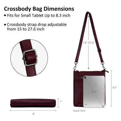 befen Genuine Leather Small Crossbody Bags for Women Travel Cross Body Bags Lightweight with Adjustable Shoulder Strap, Burgundy Red