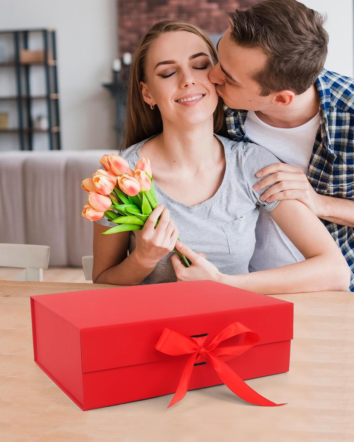 Wuqoioo Gift Boxes With Lids, 6 Pack Magnetic Gift Box Gift Box With Ribbon, Bridesmaid Proposal Box For Birthday Christmas Bridesmaid Wedding, 10.5"X7.5"X3.1" (Red)