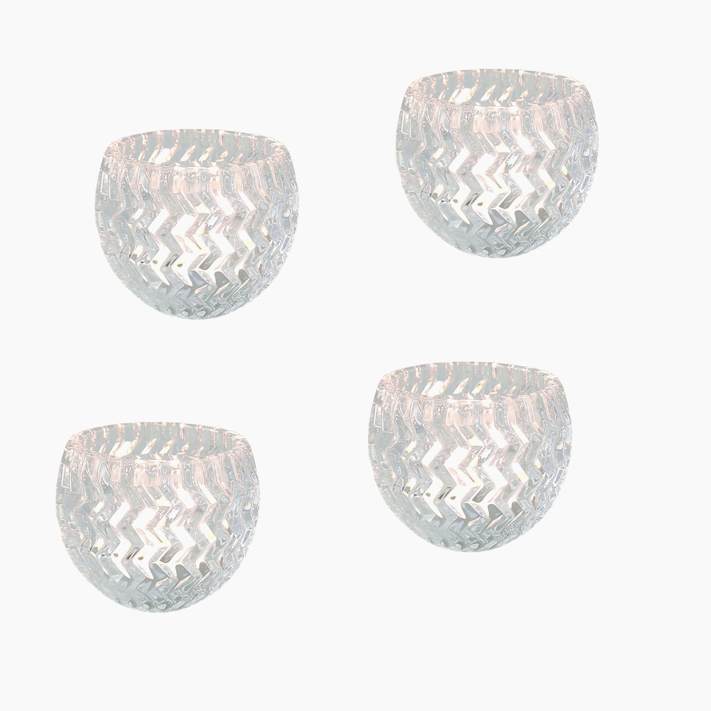 Hosley Set of 4 Clear Glass Tealight Candle Holder 3.78 Inch Diameter. Ideal Gift for Wedding Party Favor Spa Home Bridal Reiki Meditation.