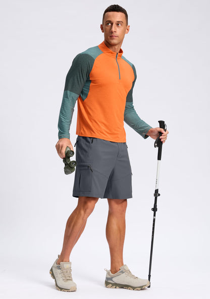 Pudolla Men's Hiking Cargo Shorts Lightweight 7" Travel Casual Shorts for Men Golf Work Outdoor with 5 Zipper Pockets(Deep Grey Large)