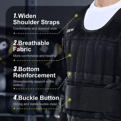 BeatBoost Weighted Vest Men 40 lb Adjustable Weight Vest with Wrist Ankle Weights Steel Plates Weights for Walking Strength Training Running Workout