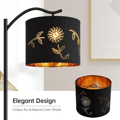BoostArea Flower Shade Floor Lamp for Living Room,8W LED Arched,Tall Modern Standing Lamp,E26 Socket,Footswitch,Mid Century Floor Lamp for Home,Bedrooms,Office,Study Room